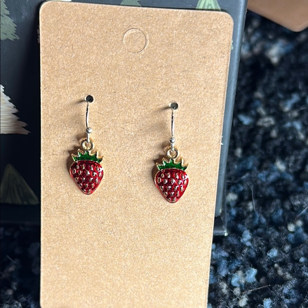 Hand Crafted Red and Gold Strawberry Earrings
